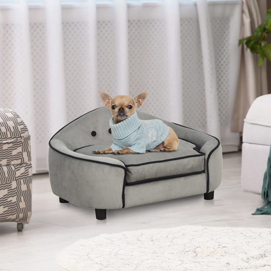 Cozy Dog Sofa Bed Pet Chair w/ Sponge Padded Cushion for XS and S Size Dogs - Grey