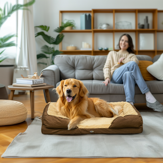 Cozy Dog Bed Calming Pet Bed Dog Mattress for Large Dogs - Brown