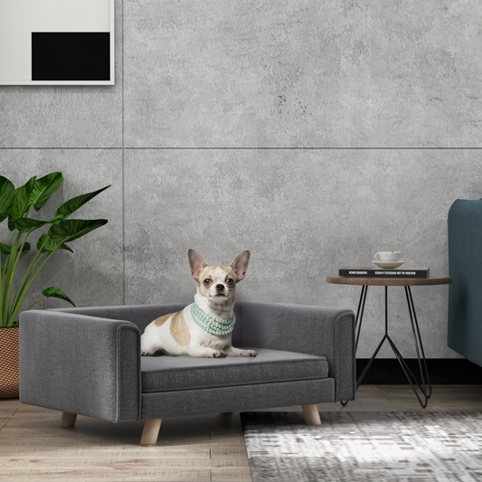 Signature Elevated Dog Sofa Bed with Cushion for Medium and Small Dogs(PawHut Series), Grey