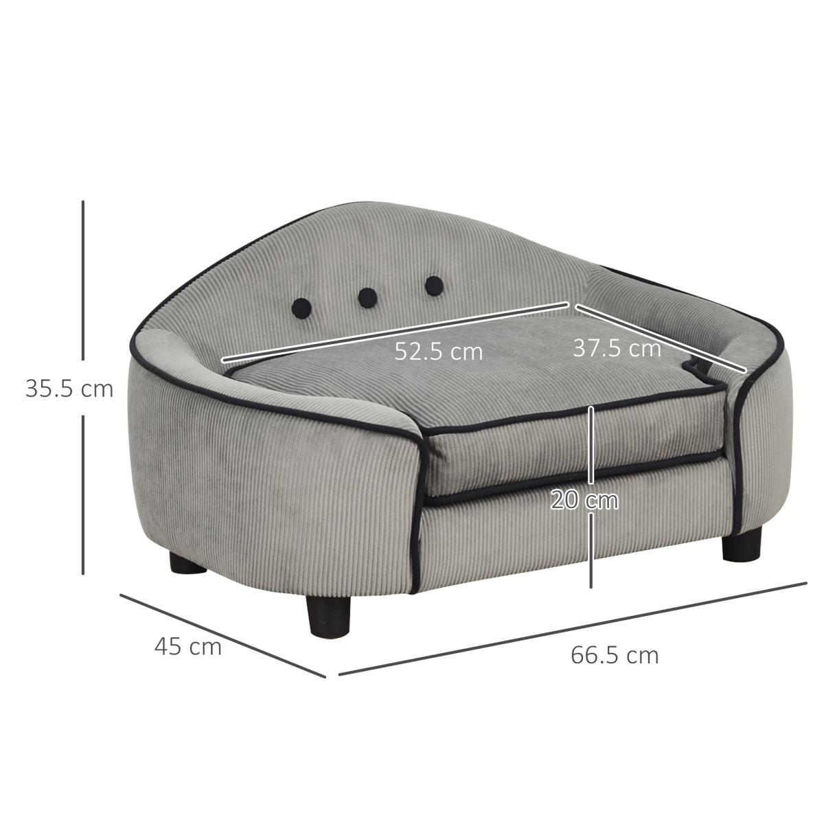 Cozy Dog Sofa Bed Pet Chair w/ Sponge Padded Cushion for XS and S Size Dogs - Grey