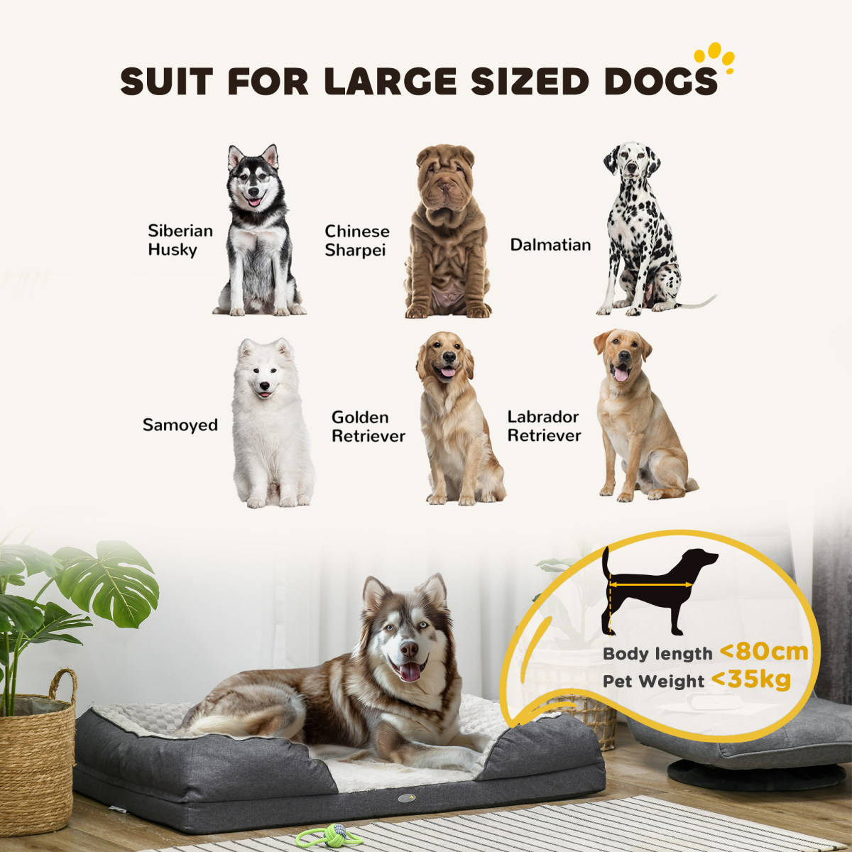 Cozy Dog Bed Calming Pet Bed Dog Mattress for Large Dogs - Charcoal Grey
