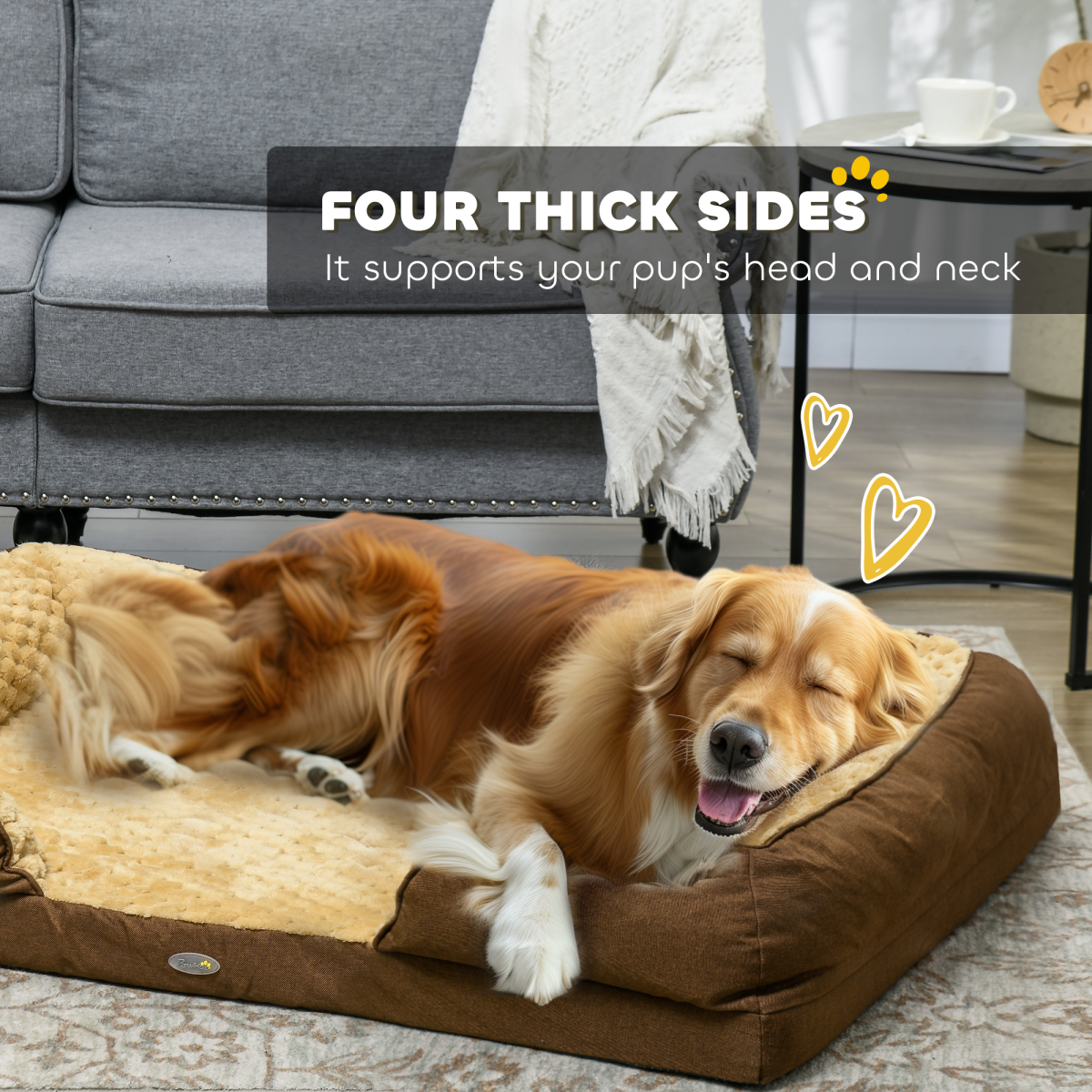 Cozy Dog Bed Calming Pet Bed Dog Mattress for Large Dogs - Brown