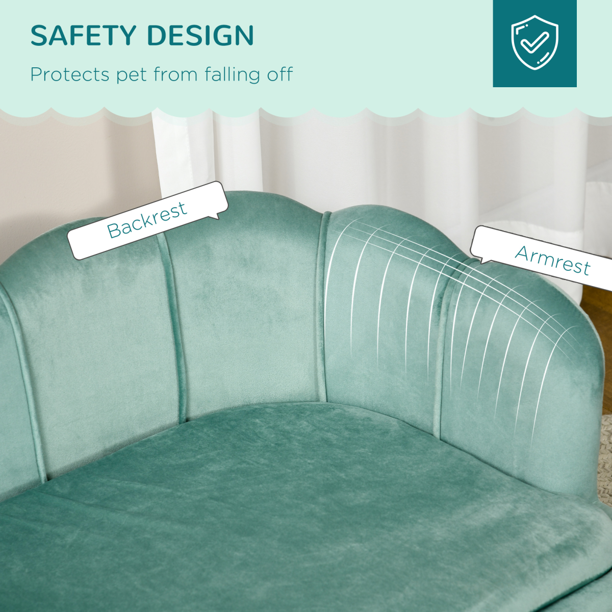 Premium Dog Sofa(Paw Series), Pet Couch Bed for Medium, Large Dogs w/ Legs, Cushion - Green