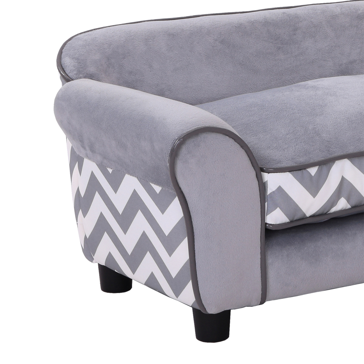 Deluxe Dog Sofa Cat Couch Bed for XS Dogs w/ Removable Sponge Cushion(PawHut Series) - Grey