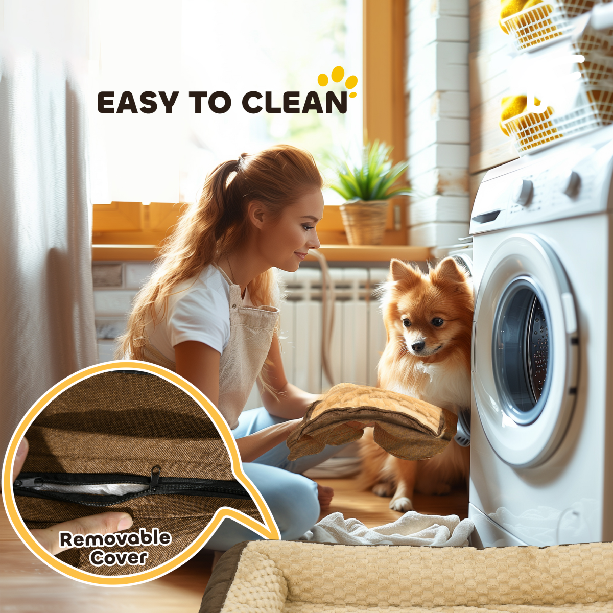 Cozy Dog Bed Calming Pet Bed Dog Mattress for Large Dogs - Brown