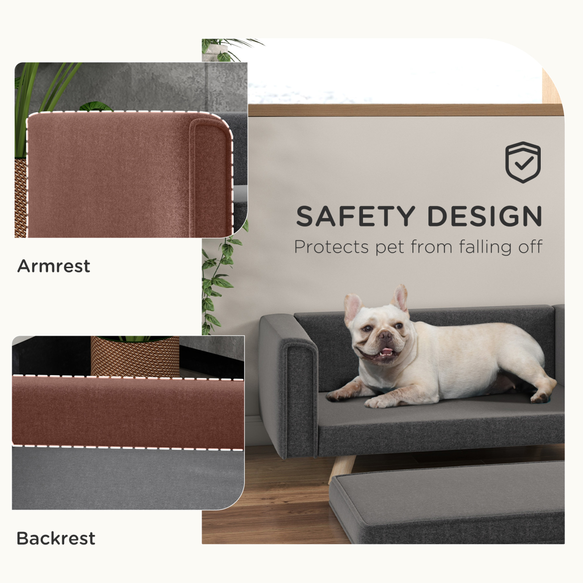 Signature Elevated Dog Sofa Bed with Cushion for Medium and Small Dogs(PawHut Series), Grey