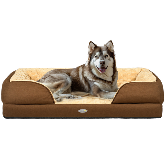Cozy Dog Bed Calming Pet Bed Dog Mattress for Large Dogs - Brown