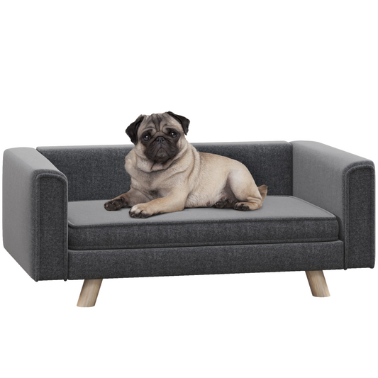 Signature Elevated Dog Sofa Bed with Cushion for Medium and Small Dogs(PawHut Series), Grey